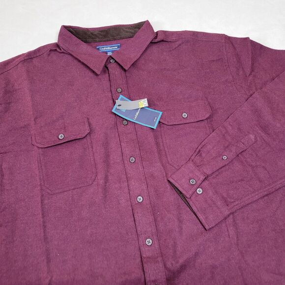 CROFT &BARROW Mens Big & Tall Casual Button Down Shirt 3XLT 100% Cotton Burgundy - Picture 1 of 8